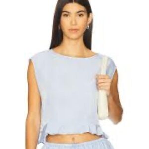 WeWoreWhat | boatneck ruffle trim top NWT